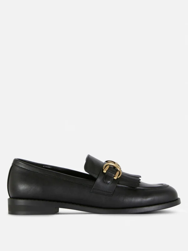 Primark Fringed Buckle Loafers Black Online