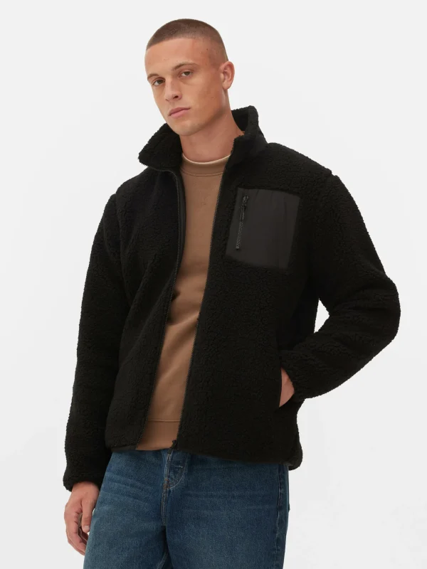 Primark Funnel Neck Borg Jacket Black Fashion