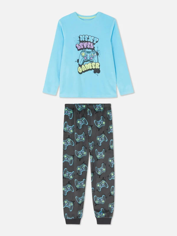 Primark Gaming Velour Pajamas Gray Cheap