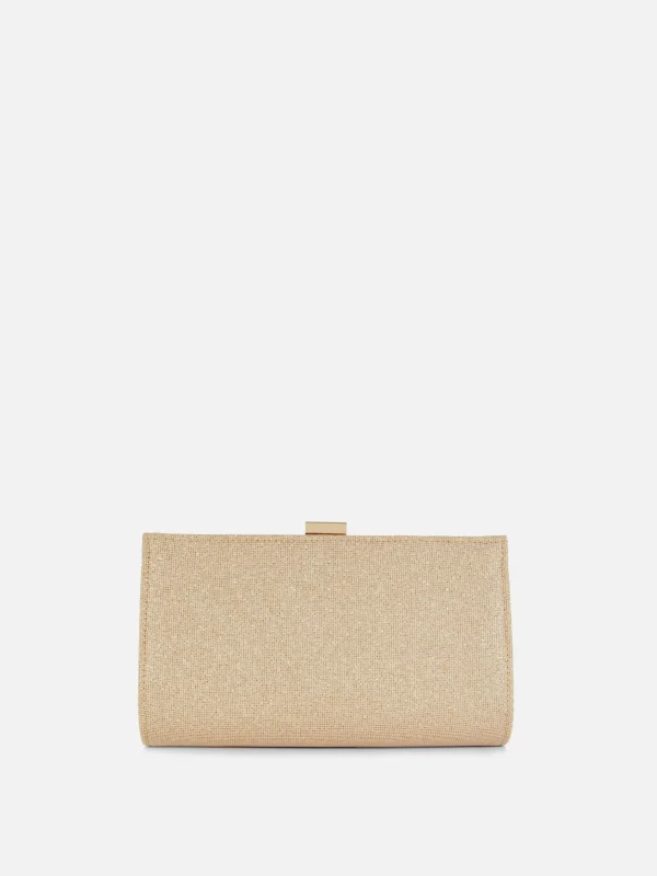 Primark Glitter Clutch Bag Gold Sale