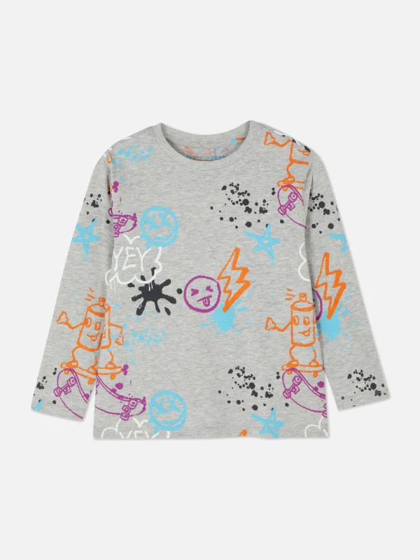 Primark Graphic Long Sleeve T-Shirt Multi Outlet