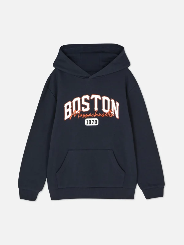 Primark Graphic Pullover Hoodie Navy Cheap