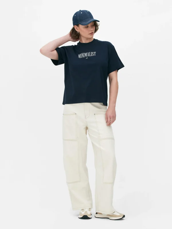 Primark Graphic Relaxed Fit T-Shirt Navy Flash Sale