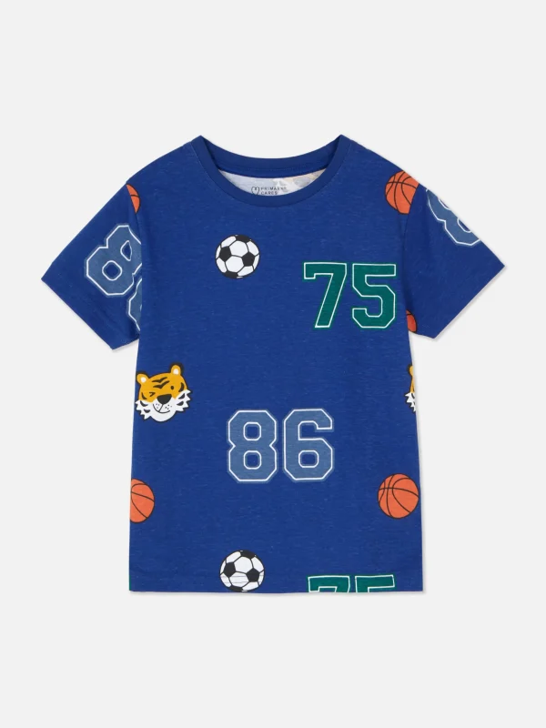 Primark Graphic Short Sleeve T-shirt Blue Shop