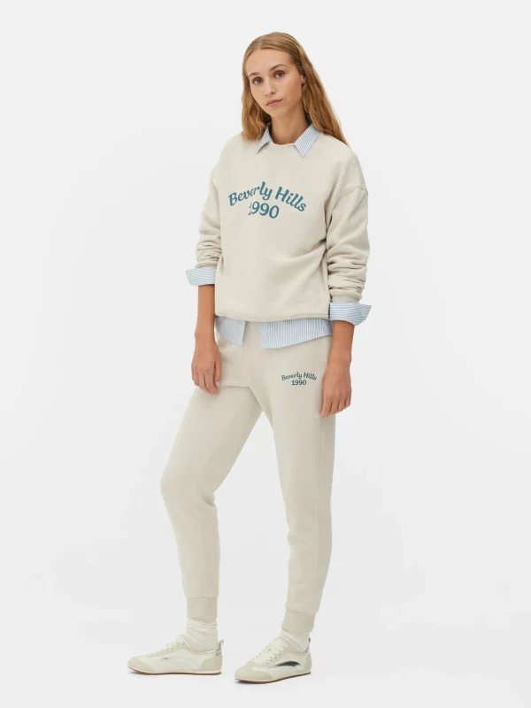 Primark Graphic Skinny Joggers Cream Cheap