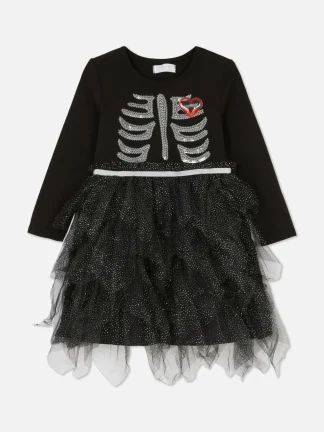 Primark Halloween Skeleton Tutu Dress Black Cheap