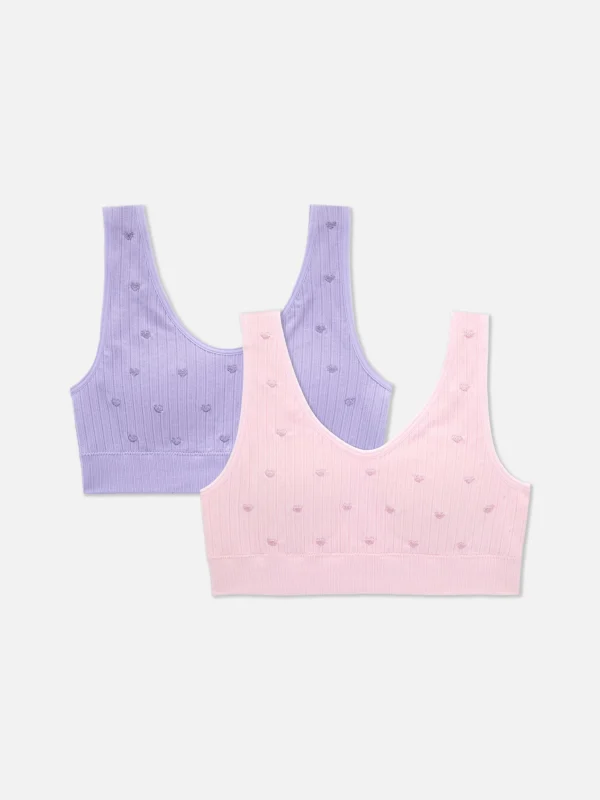Primark Heart Embroidered Cropped Tanks Pink Shop