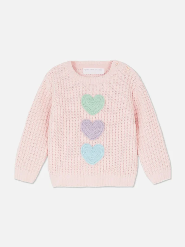 Primark Heart Knit Sweater Pink Cheap