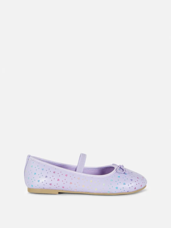 Primark Heart Laser Cut Ballerinas Lilac Best Sale