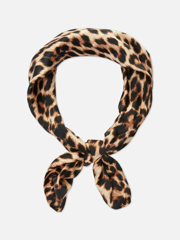 Primark Heart Print Scarf Brown Flash Sale