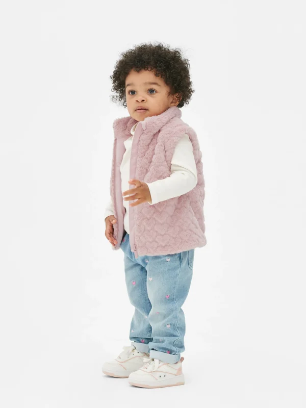 Primark Heart Texture Faux Fur Vest Pink Online