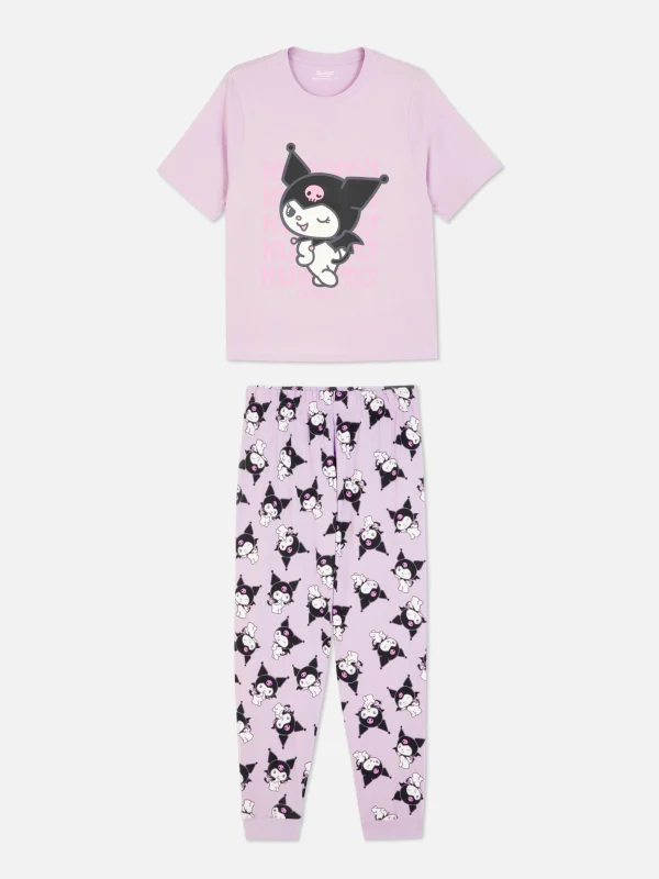 Primark Hello Kitty Kuromi Jersey Pajama Set Lilac Fashion