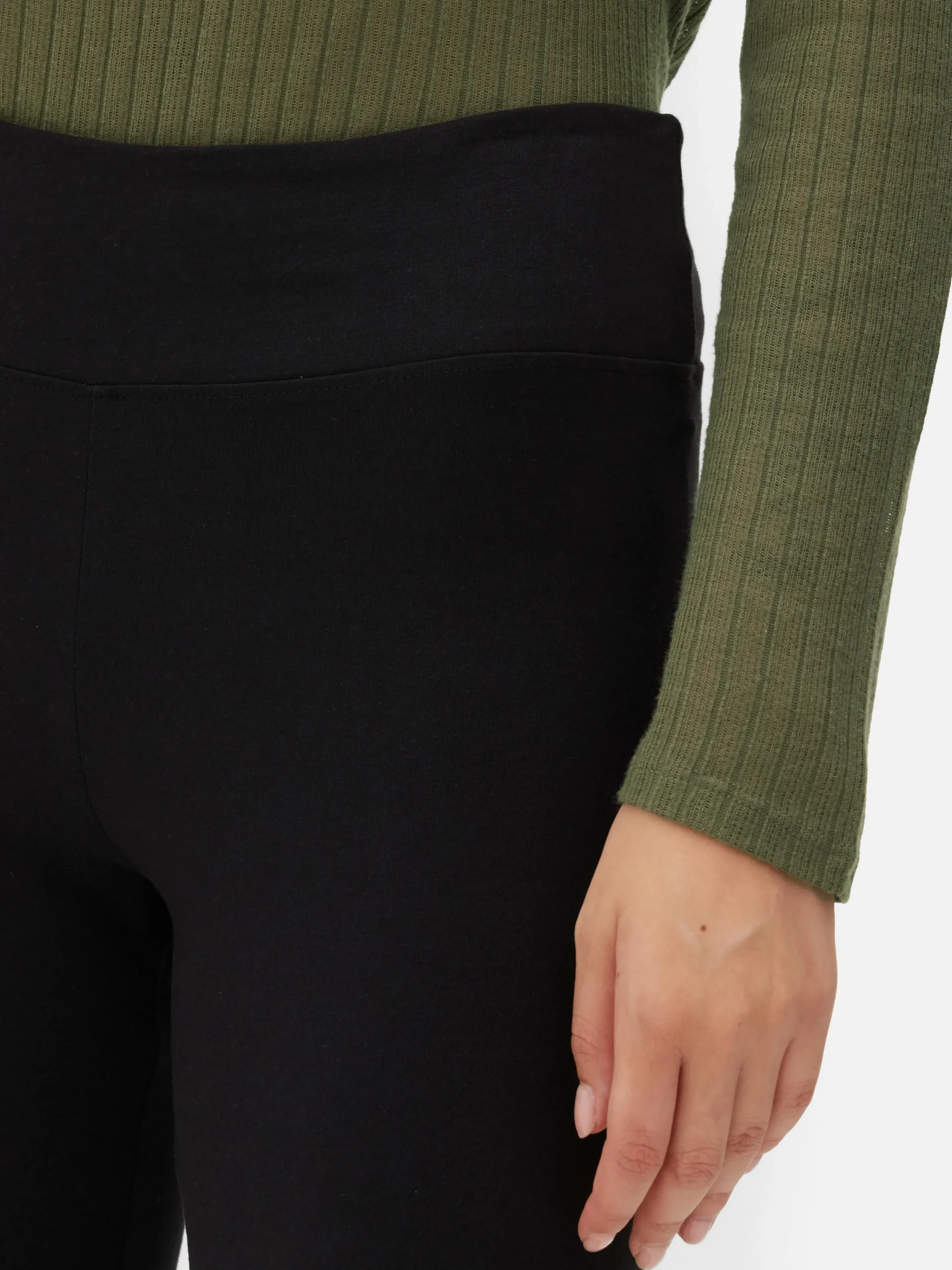 Primark High Waist Flared Jersey Leggings Black Cheap