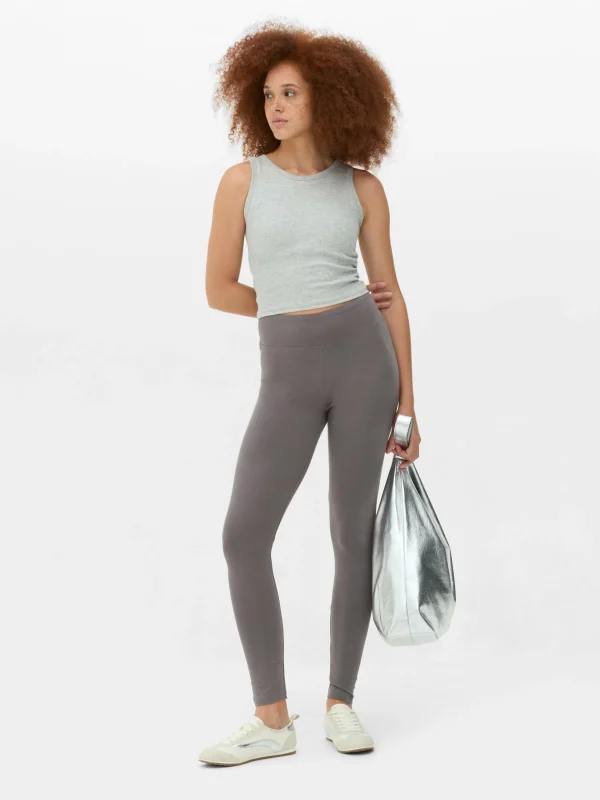 Primark High Waist Jersey Leggings Charcoal Clearance