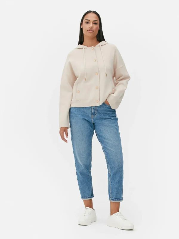 Primark Hooded Knit Bomber Jacket Stone Shop