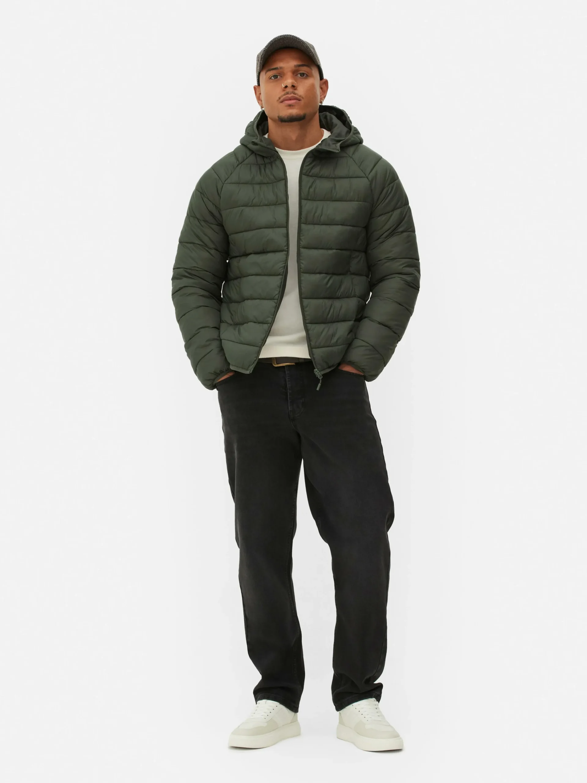 Primark Hooded Puffer Jacket Olive Outlet