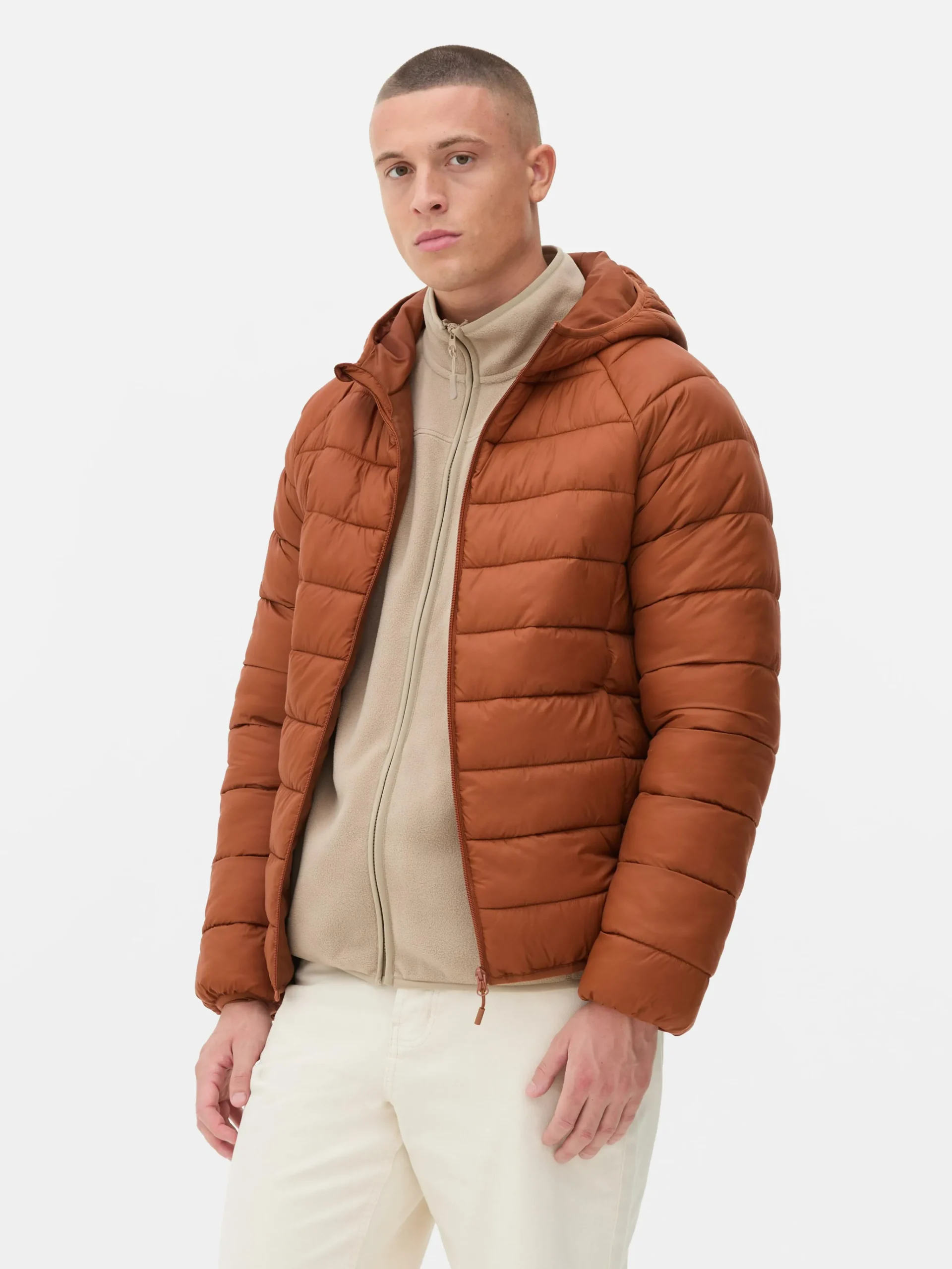 Primark Hooded Puffer Jacket Orange Outlet