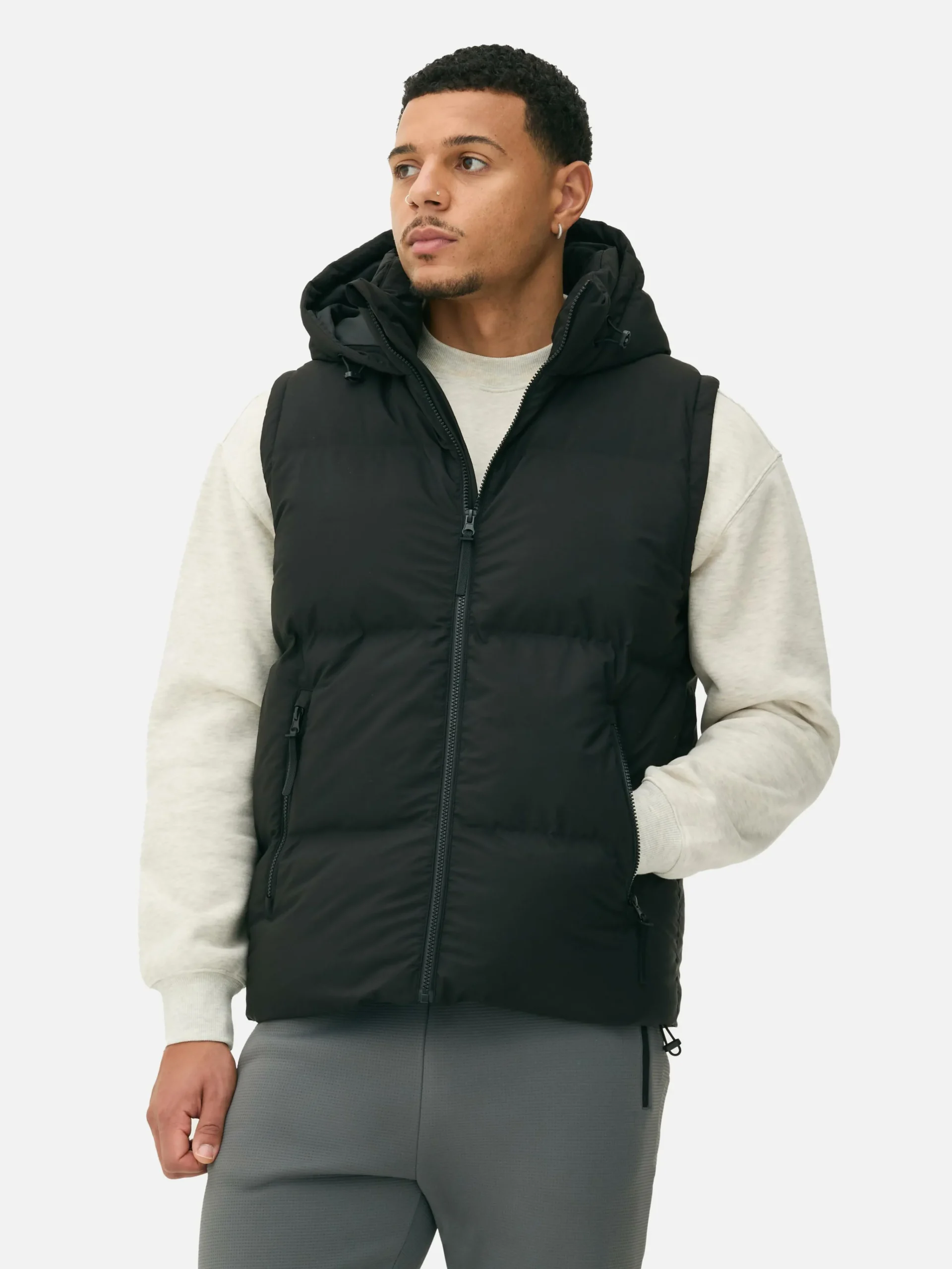 Primark Hooded Puffer Vest Black Shop