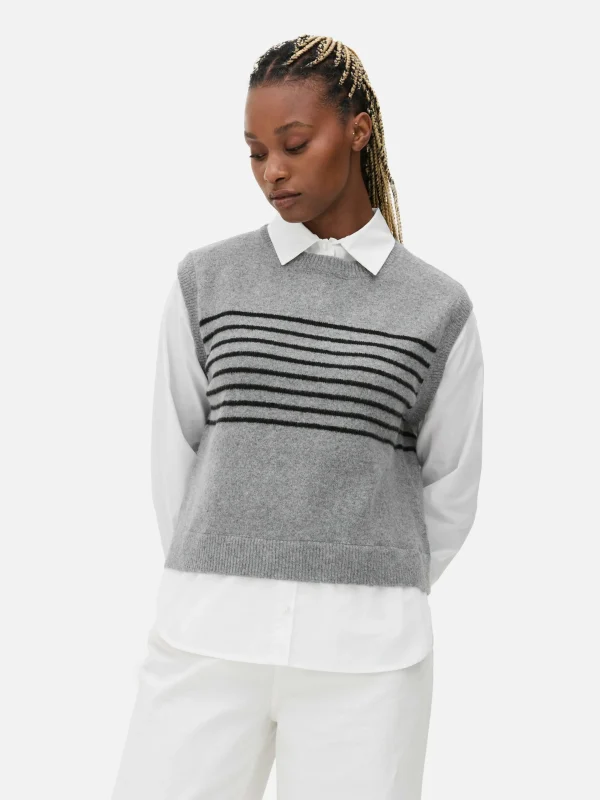 Primark 2-in-1 Layered Shirt Vest Gray Hot