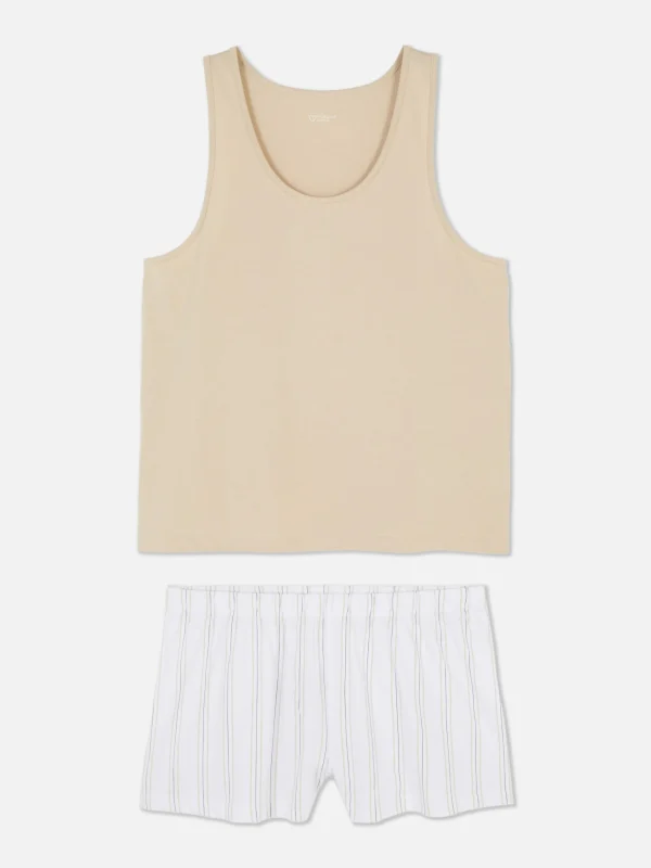 Primark Jersey Tank And Pajama Shorts Natural New