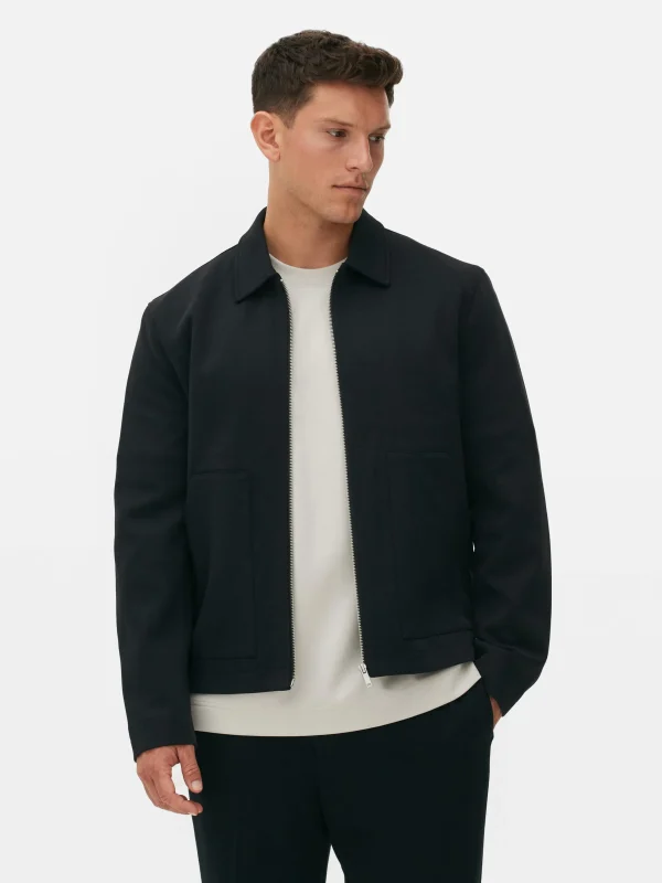 Primark Kem Jersey Knit Zip Jacket Black Hot