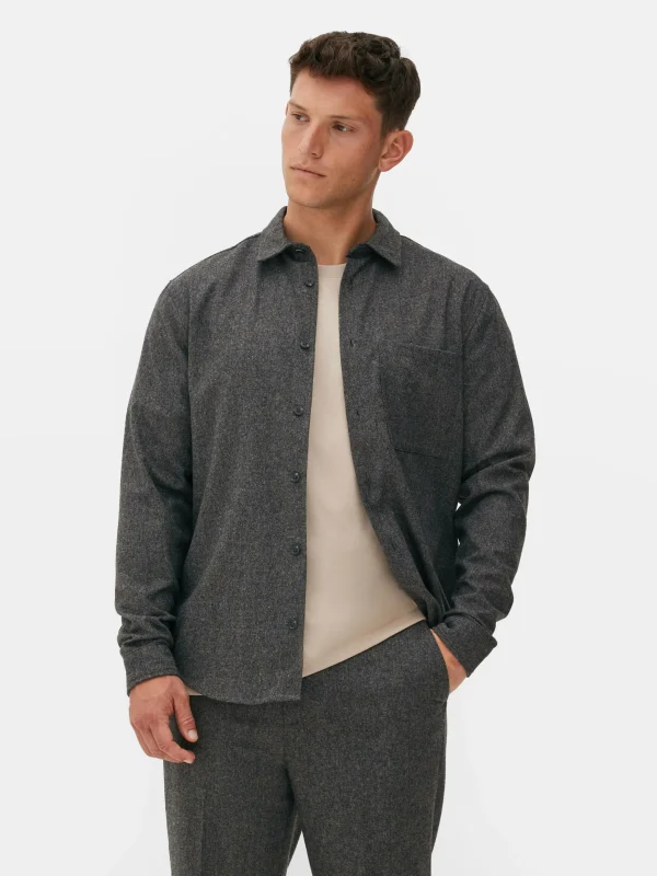 Primark Kem Patch Pocket Overshirt Charcoal Heather Flash Sale