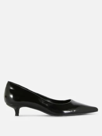 Primark Kitten Heel Court Shoes Black New