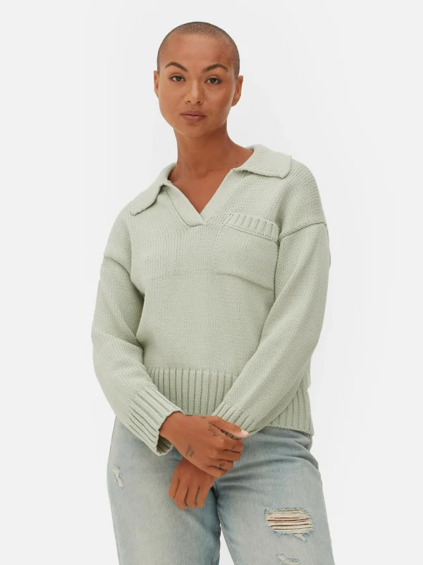 Primark Knit Polo Sweater Mint Outlet