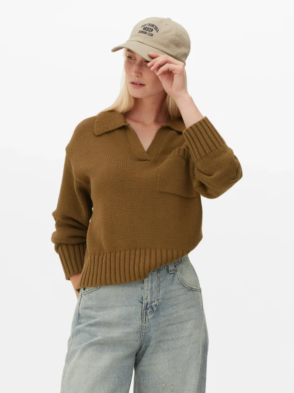 Primark Knit Polo Sweater Olive Best Sale