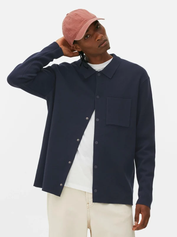Primark Knit Snap Shirt Navy Online