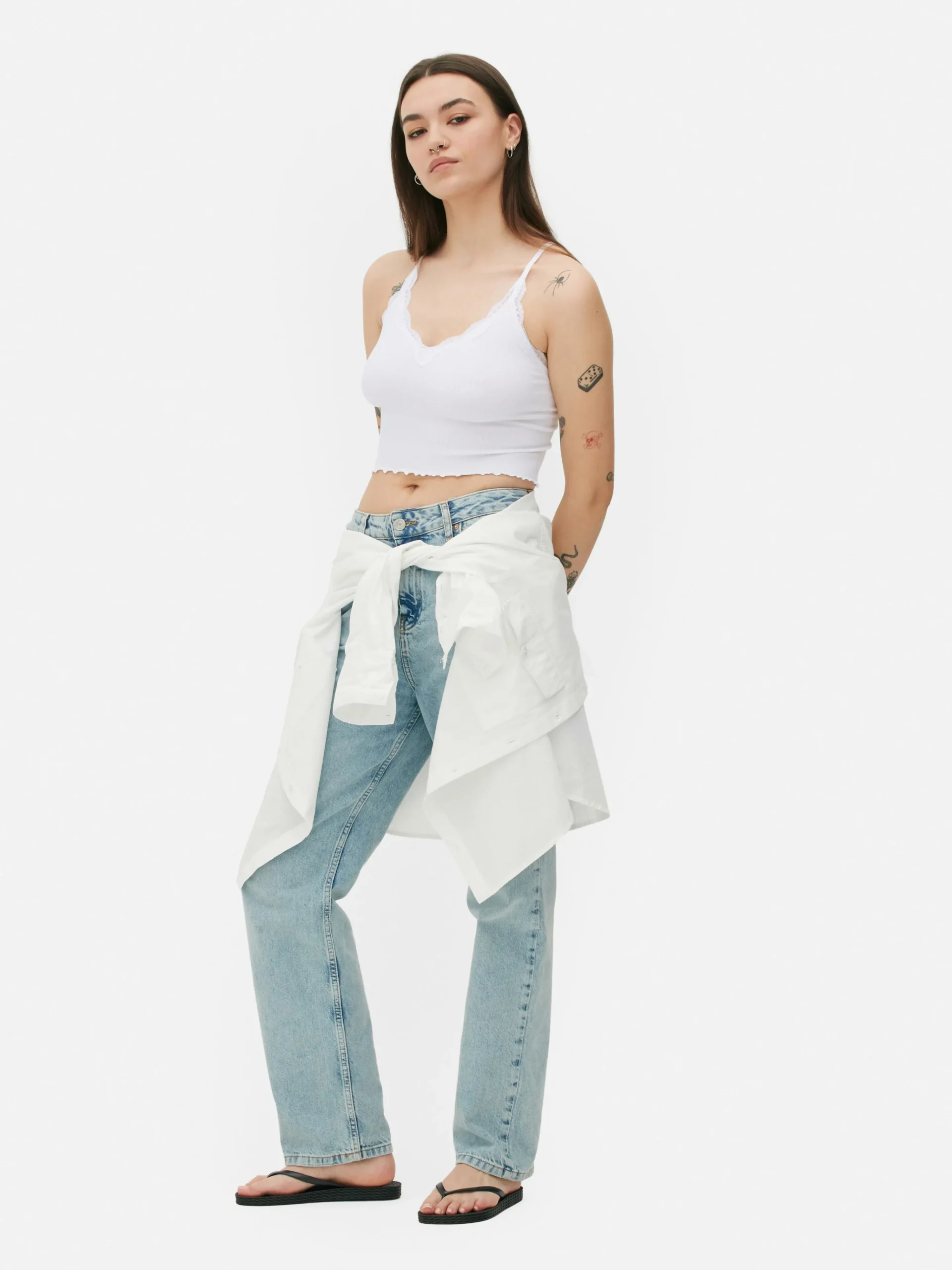 Primark Lace Trim Cropped Cami White Shop