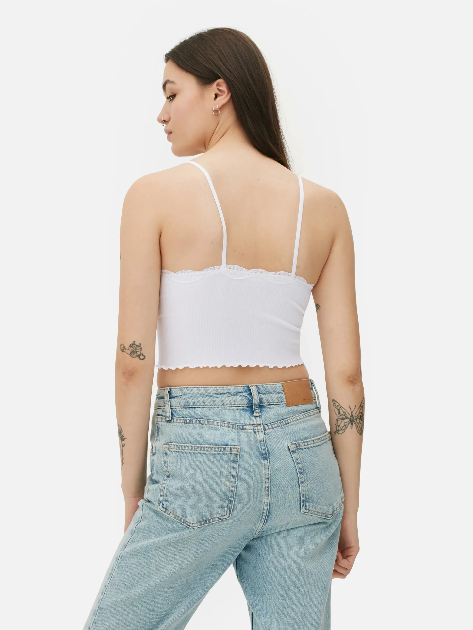 Primark Lace Trim Cropped Cami White Shop