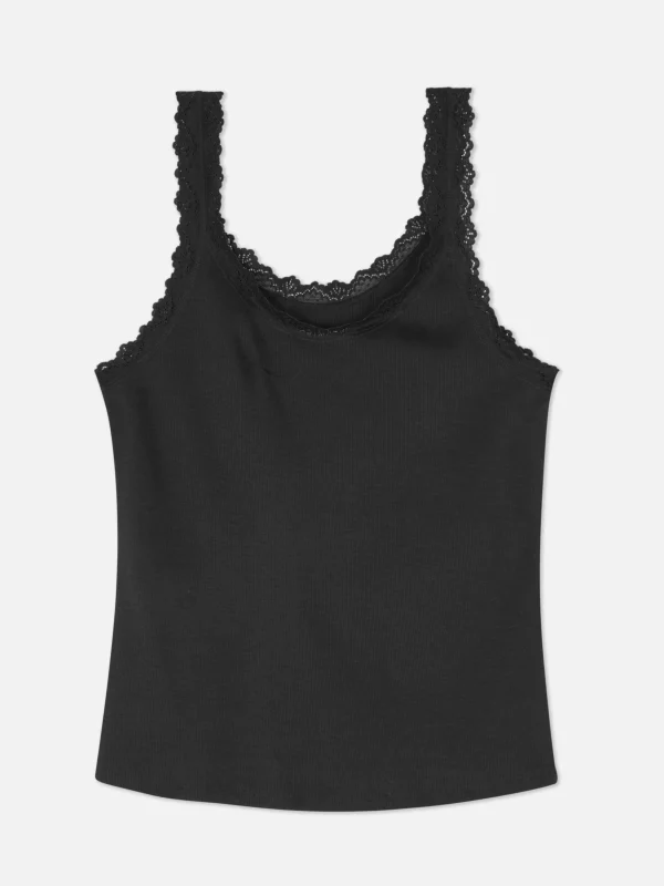 Primark Lace Trim Sleepwear Tank Black Shop