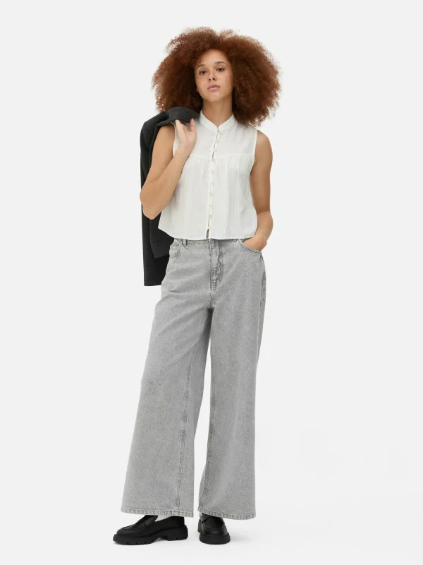 Primark Ladder Detail Peasant Blouse White Hot