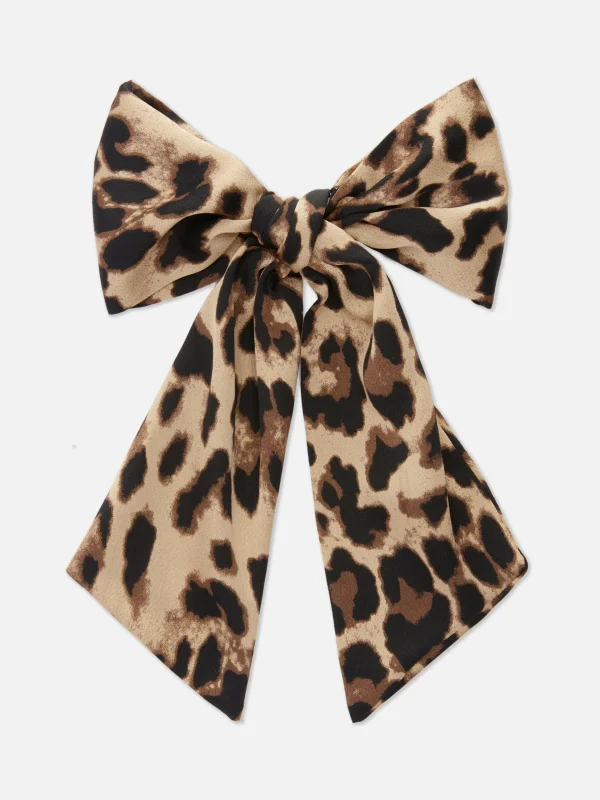 Primark Leopard Print Hair Bow Brown Shop
