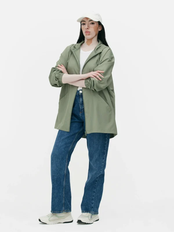 Primark Lightweight Hooded Raincoat Light Green Cheap
