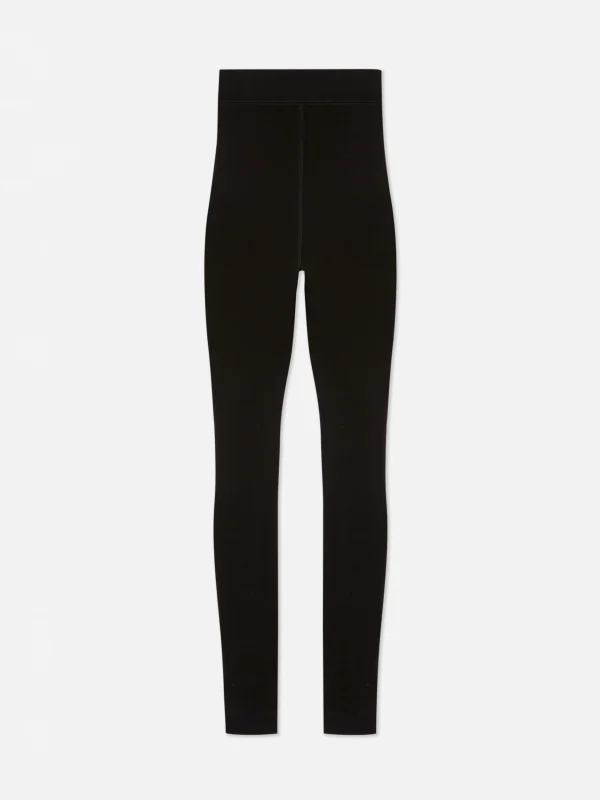 Primark Lightweight Velvet Plush Lined Leggings Black Cheap