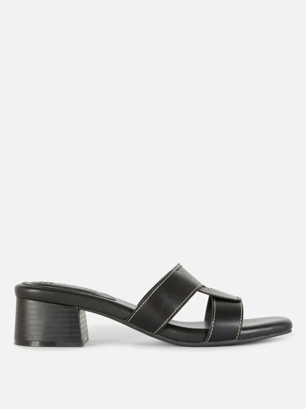 Primark Link Strap Heeled Mules Black Flash Sale
