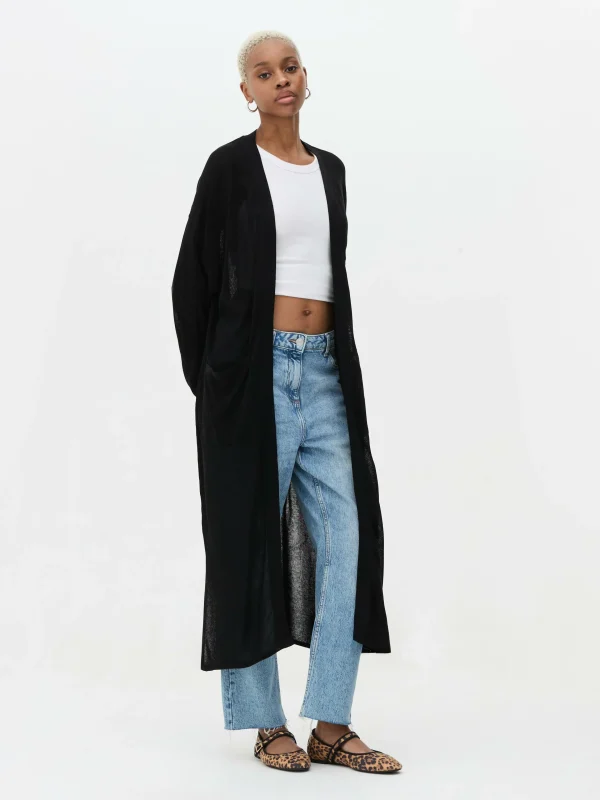 Primark Long Open Cardigan Black Fashion