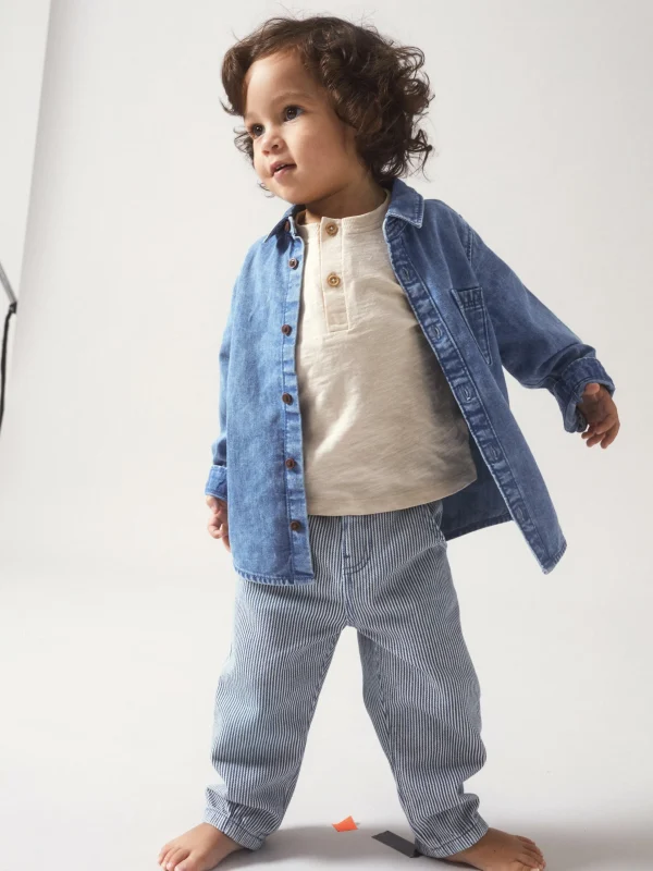 Primark Long Sleeve Denim Shirt Light Blue Sale