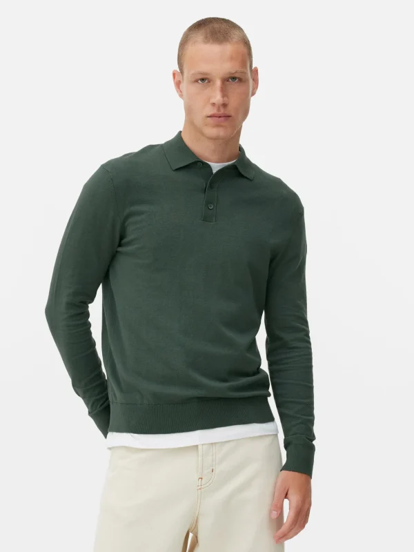 Primark Long Sleeve Polo Jumper Green Cheap
