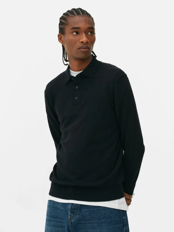 Primark Long Sleeve Polo Jumper Black Best Sale