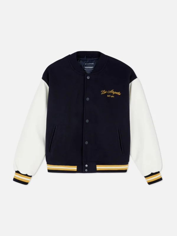 Primark Los Angeles Varsity Jacket Navy Flash Sale