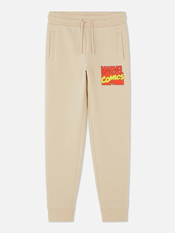 Primark Marvel Comics Logo Joggers Stone Clearance
