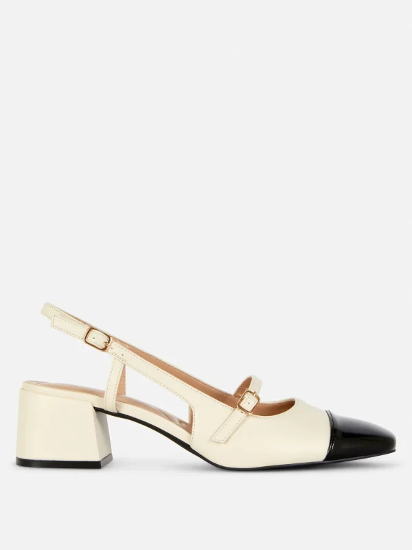 Primark Mary Jane Slingback Block Heels Ivory New
