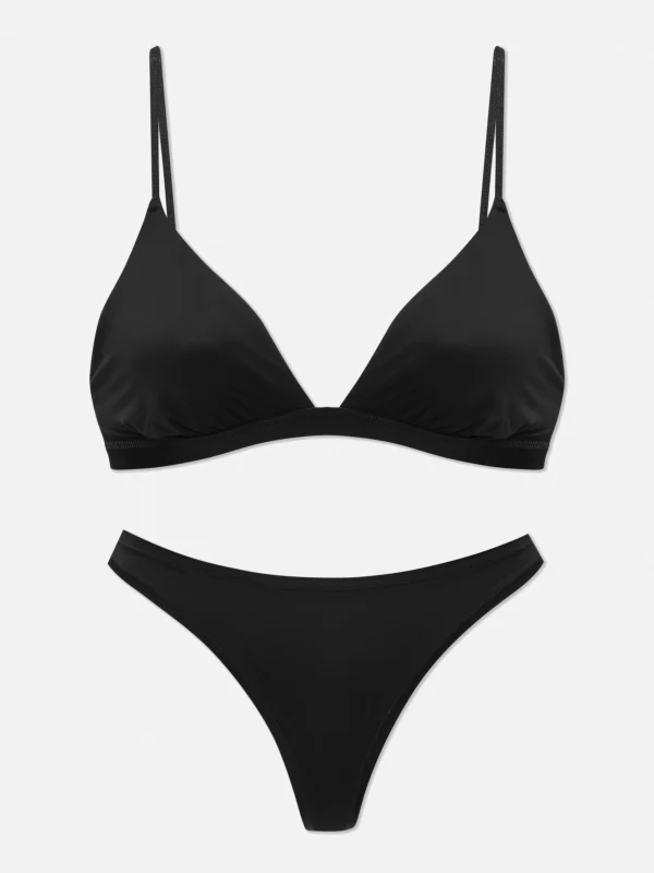 Primark Microfiber Triangle Bra And Thong Set Black Cheap