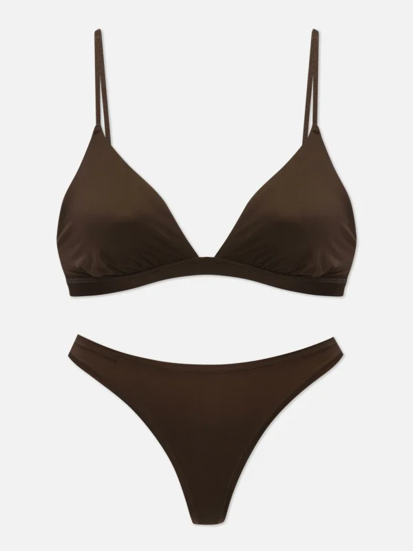 Primark Microfiber Triangle Bra And Thong Set Fig Discount