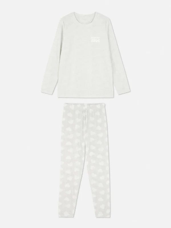 Primark Microfleece Long Sleeve Pajamas Gray Heather Sale