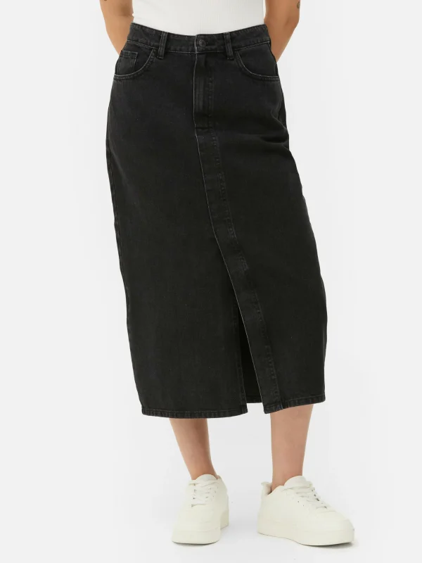 Primark Midi Denim Skirt Barely Black Online