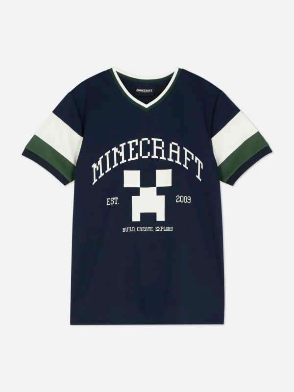 Primark Minecraft Graphic Short Sleeve Jersey Navy Cheap
